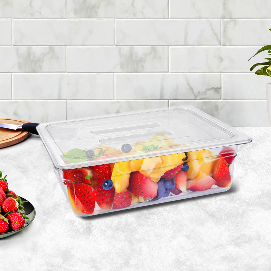 SOGA 100mm Clear Gastronorm GN Pan 1/2 Food Tray Storage Bundle of 2 with Lid - Cafe Supply