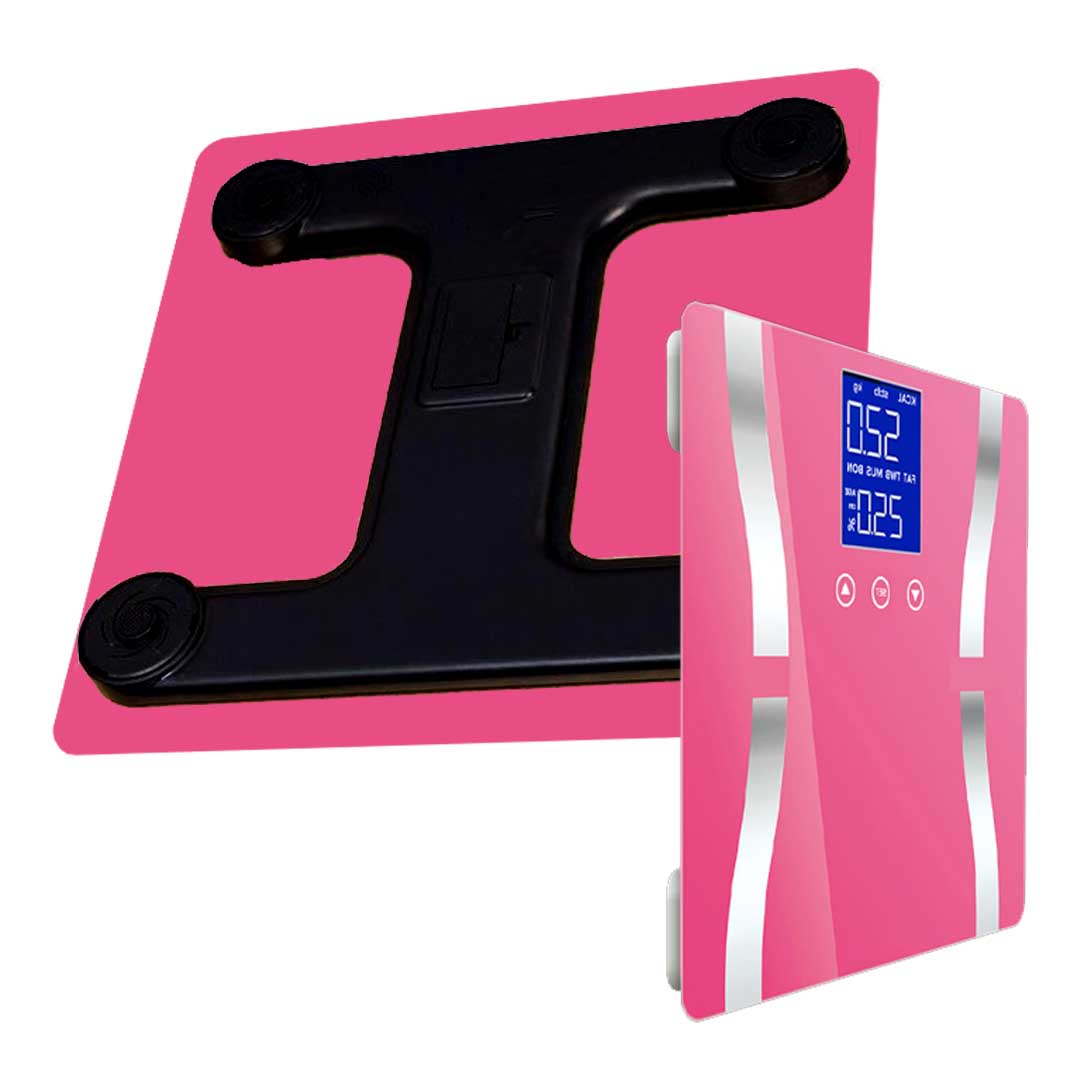 SOGA 2X Glass LCD Digital Body Fat Scale Bathroom Electronic Gym Water Weighing Scales Pink - Cafe Supply