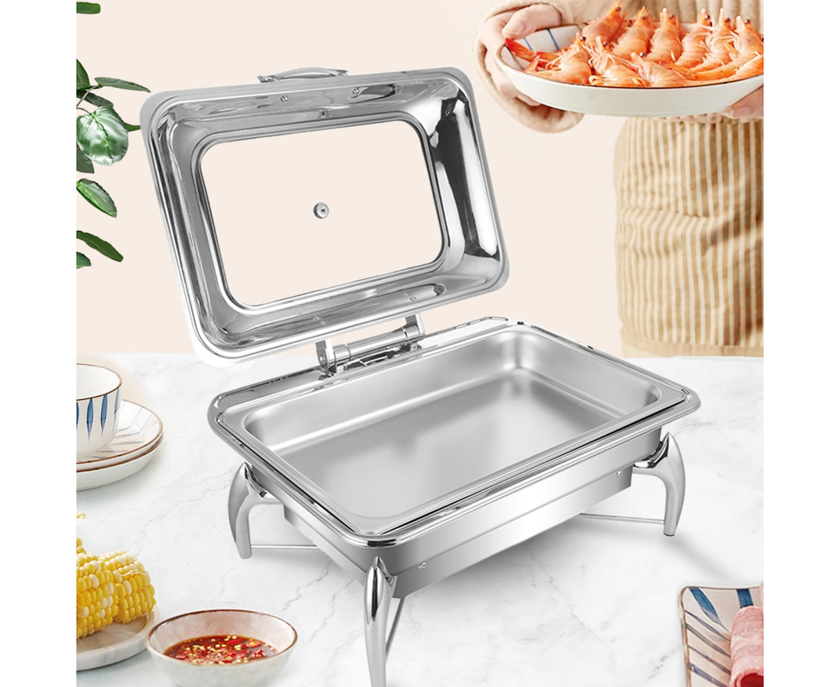 SOGA Stainless Steel Rectangular Chafing Dish Tray Buffet Cater Food Warmer Chafer with Top Lid - Cafe Supply