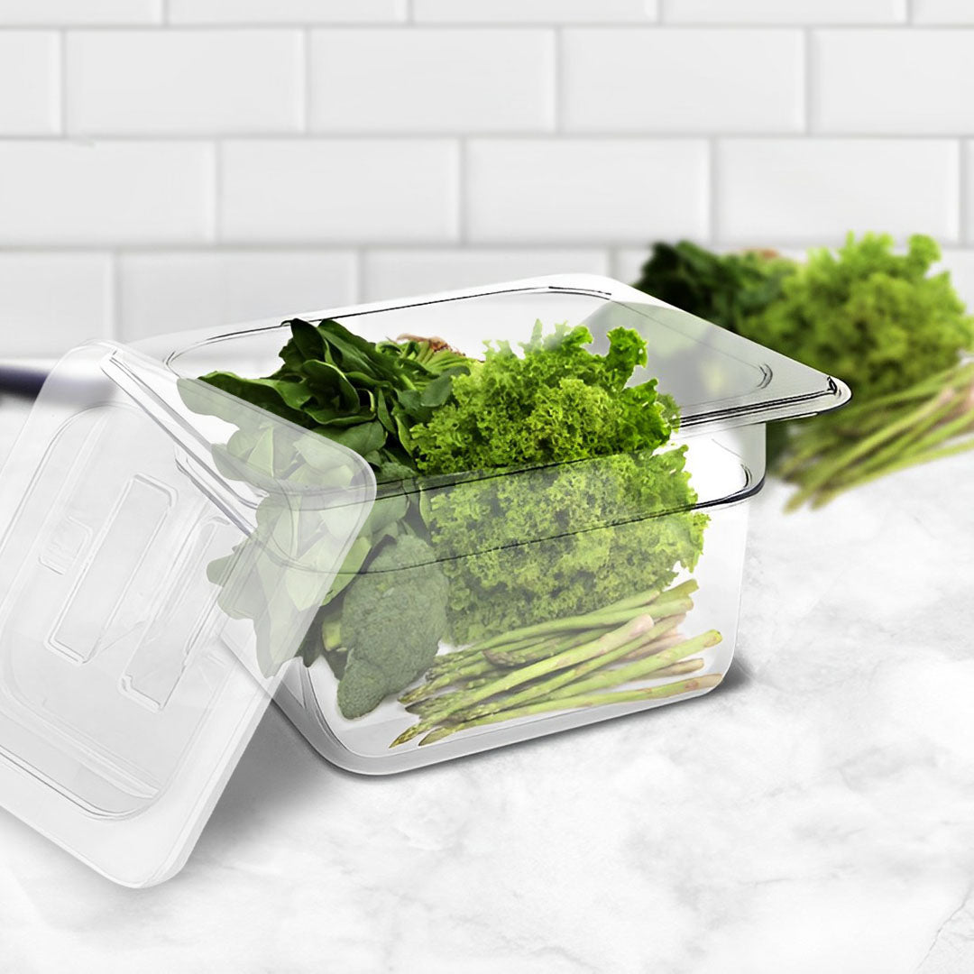 SOGA 100mm Clear Gastronorm GN Pan 1/6 Food Tray Storage with Lid - Cafe Supply