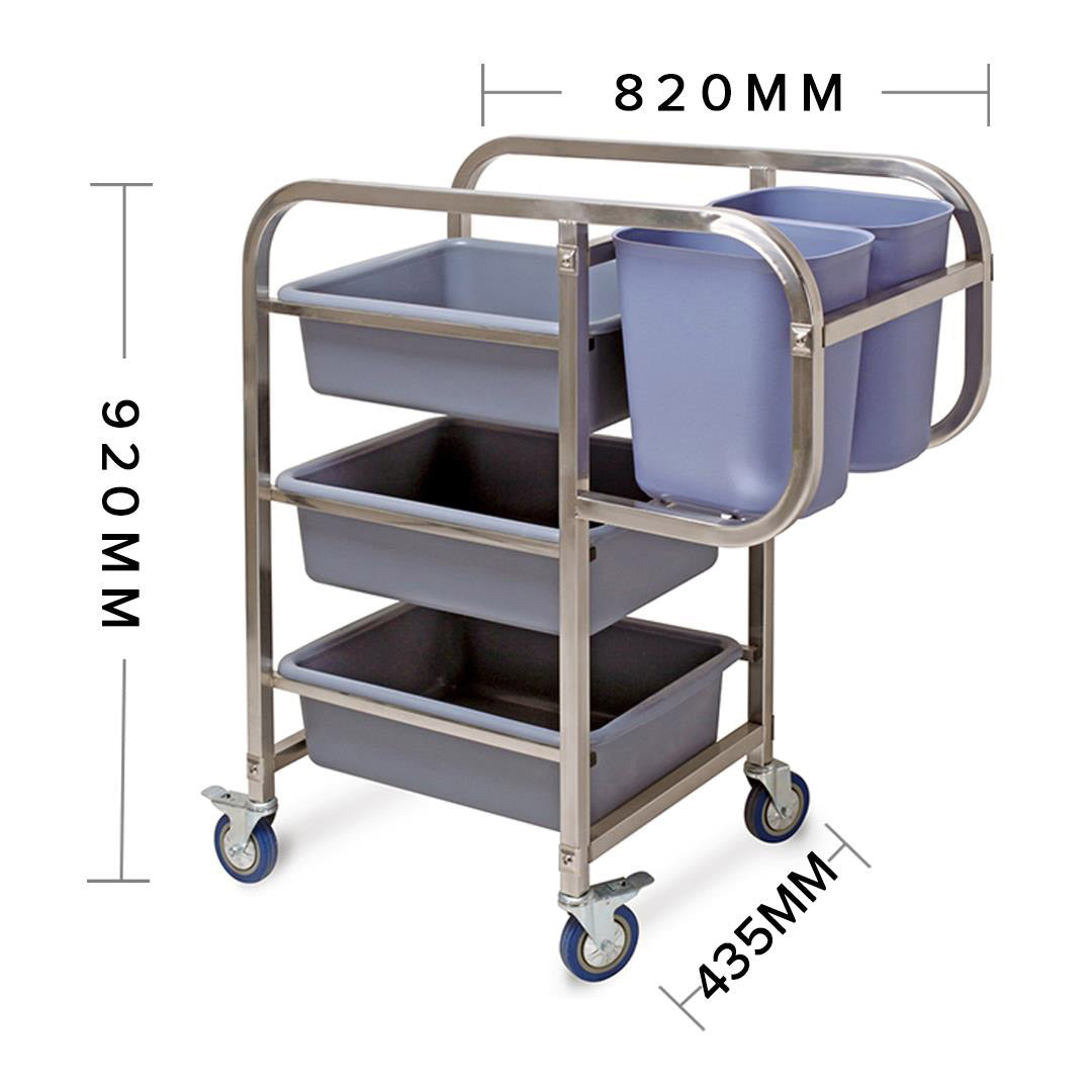 SOGA 2X 3 Tier Food Trolley Food Waste Cart Five Buckets Kitchen Food Utility 82x43x92cm Square - Cafe Supply