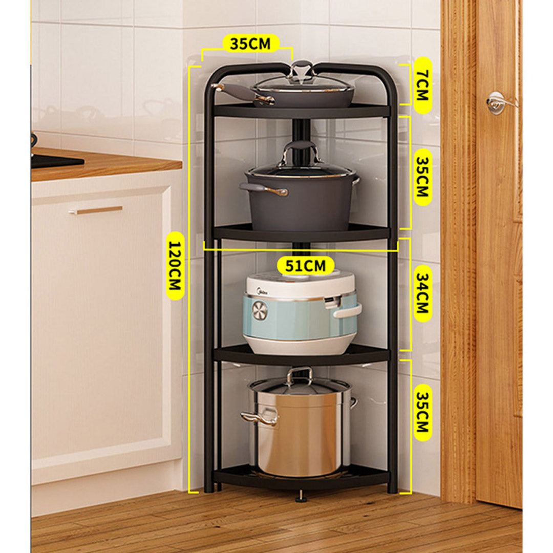 SOGA 2X 4 Tier Steel Triangular Corner Stand Multi-Functional Shelves Portable Storage Organizer - Cafe Supply