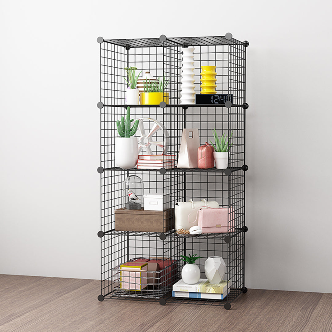 SOGA Black Portable 8-Cube Storage Organiser Foldable DIY Modular Grid Space Saving Shelf - Cafe Supply