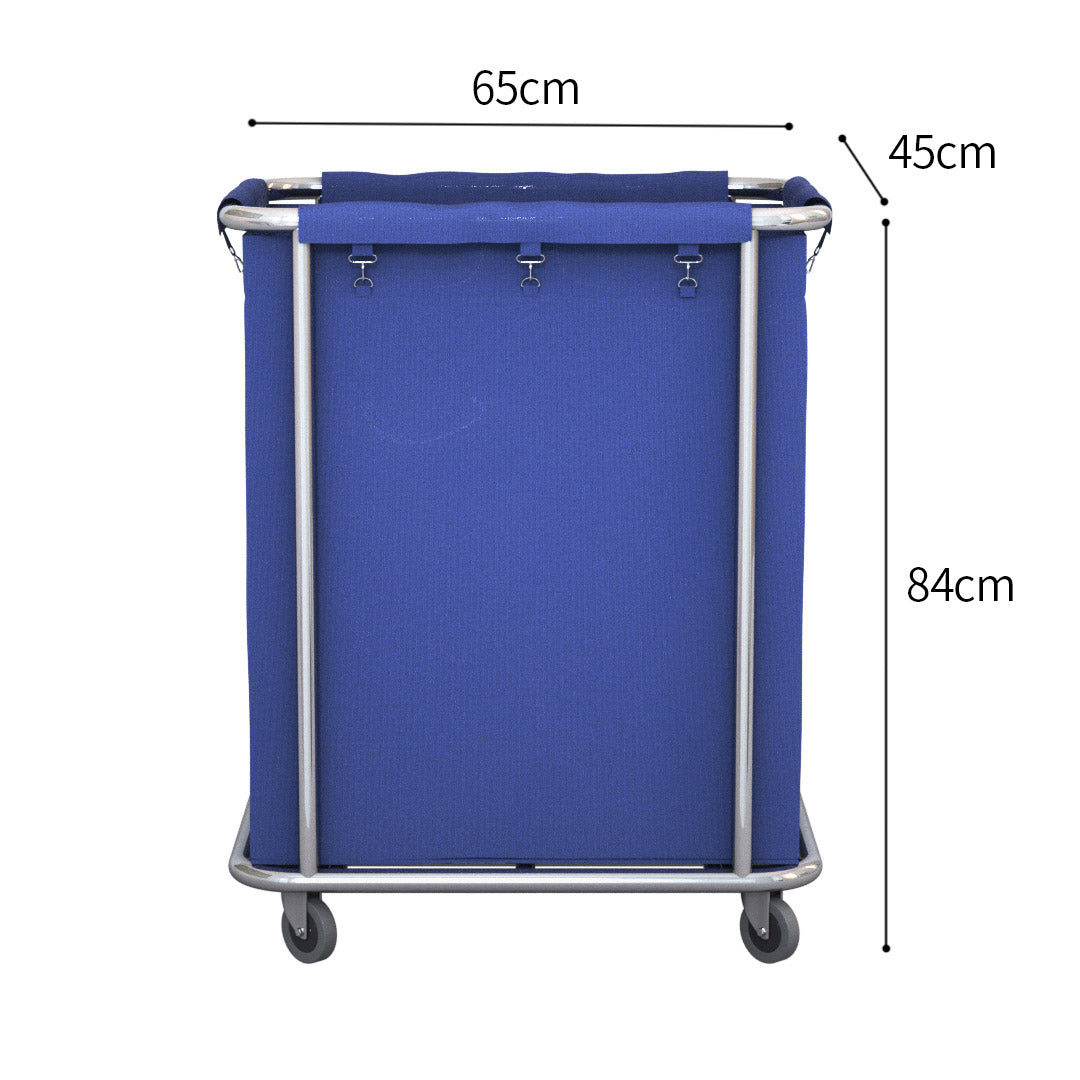 SOGA 2X Stainless Steel Commercial Square Soiled Linen Laundry Trolley Cart with Wheels Blue - Cafe Supply