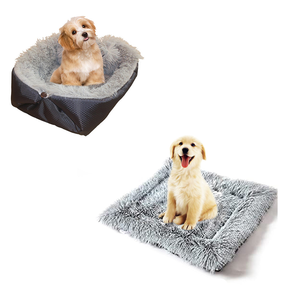 SOGA Black Dual-purpose Cushion Nest Cat Dog Bed Warm Plush Kennel Mat Pet Home Travel Essentials - Cafe Supply