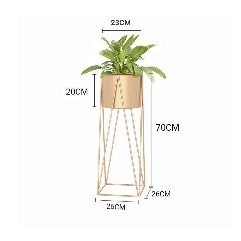 SOGA 2X 70cm Gold Metal Plant Stand with Gold Flower Pot Holder Corner Shelving Rack Indoor Display - Cafe Supply