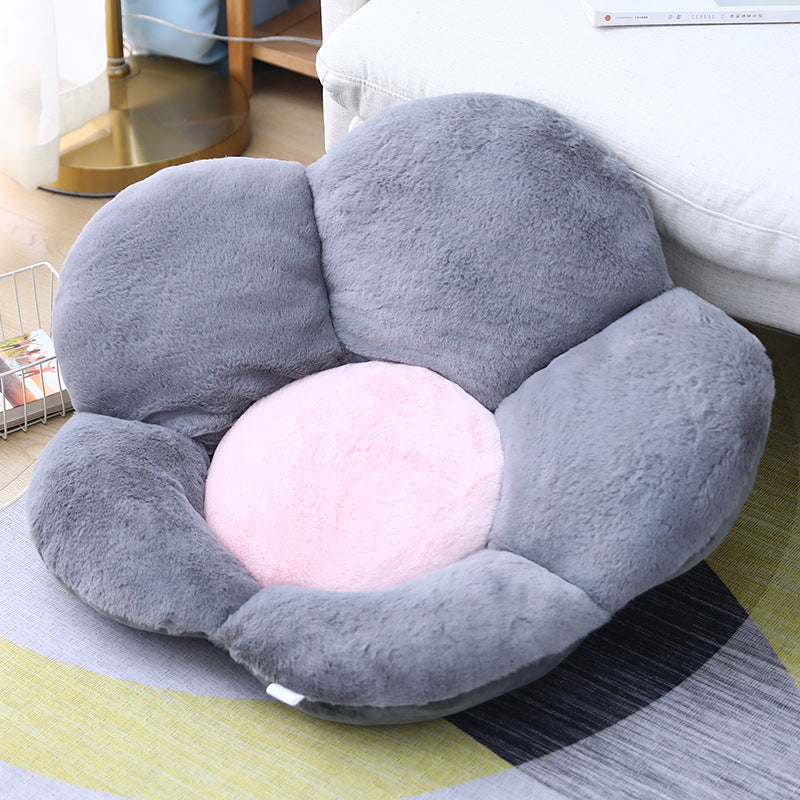 SOGA 2X Dark Gray Whimsical Big Flower Shape Cushion Soft Leaning Bedside Pad Floor Plush Pillow Home Decor - Cafe Supply