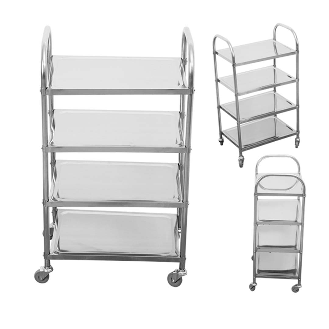 SOGA 4 Tier 950x500x1220 Stainless Steel Kitchen Dining Food Cart Trolley Utility - Cafe Supply