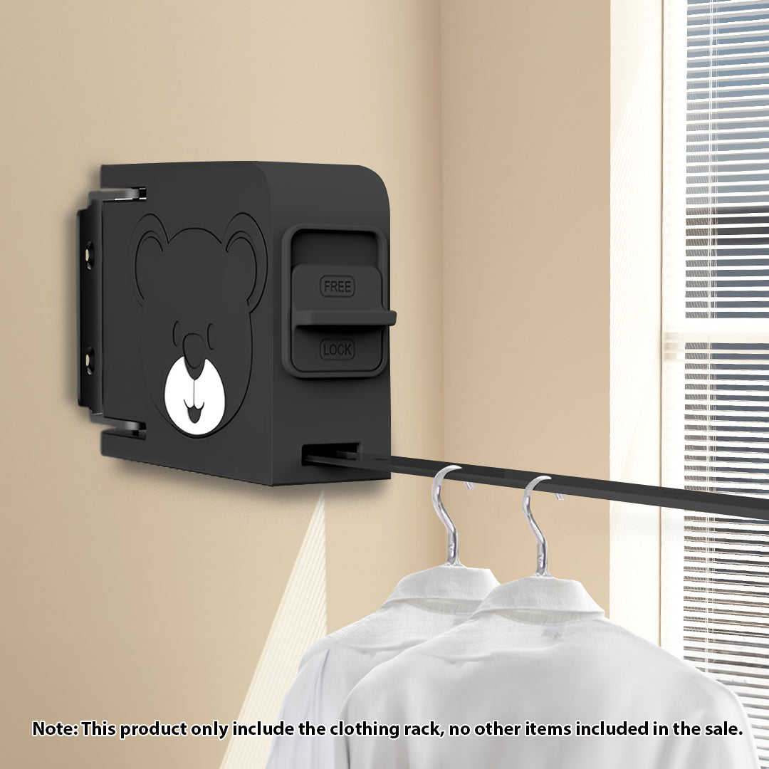 SOGA 2X 160mm Wall-Mounted Clothes Line Dry Rack Retractable Space-Saving Foldable Hanger Black - Cafe Supply