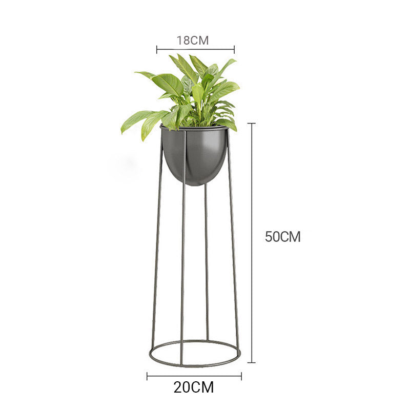 SOGA 2X 50cm Round Wire Metal Flower Pot Stand with Black Flowerpot Holder Rack Display - Cafe Supply