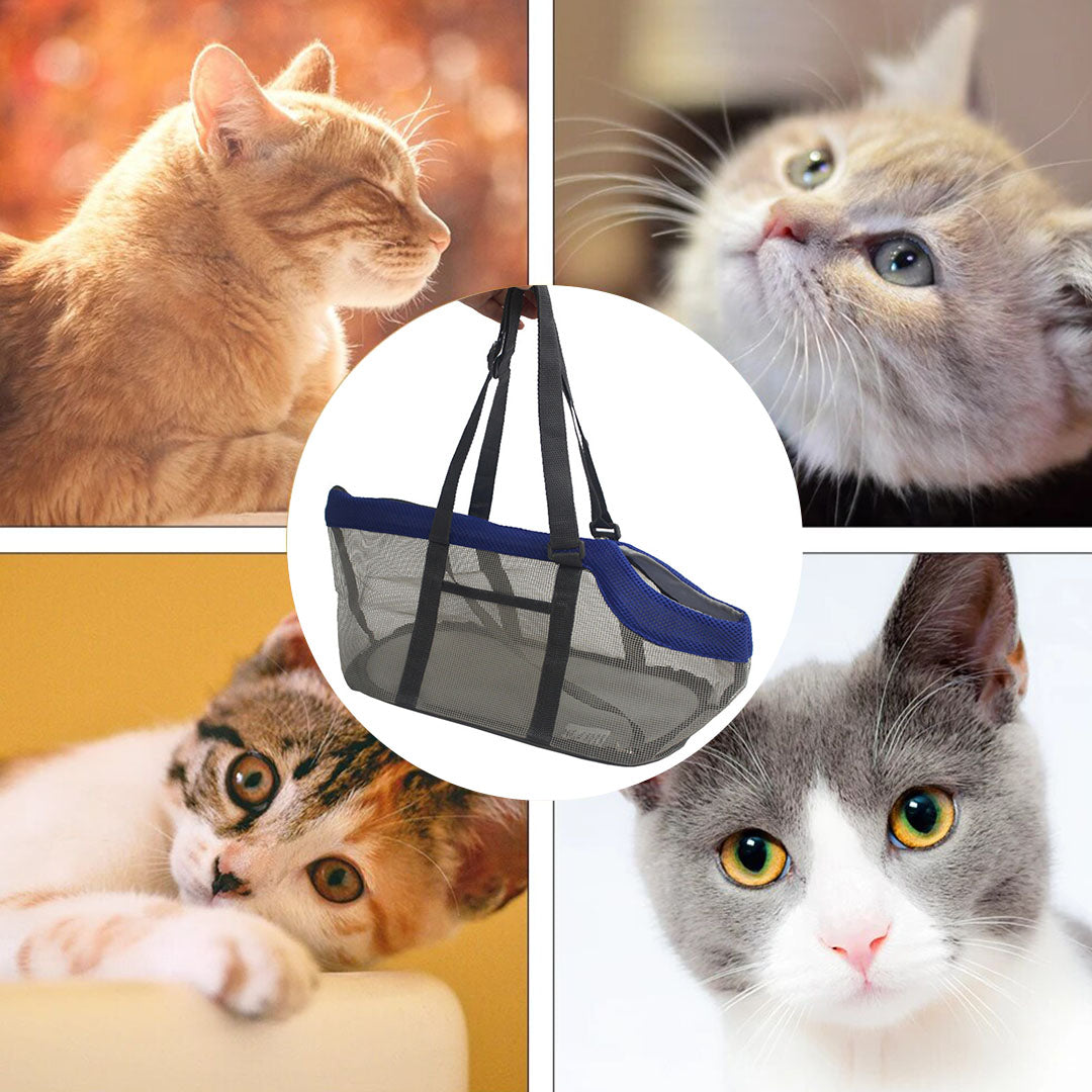 SOGA Grey Pet Carrier Bag Breathable Net Mesh Tote Pouch Dog Cat Travel Essentials - Cafe Supply