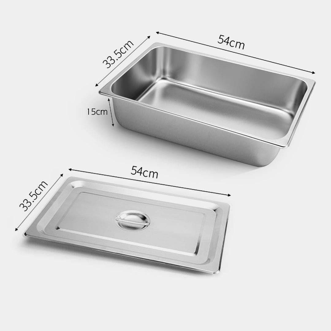 SOGA Gastronorm GN Pan Full Size 1/1 GN Pan 15cm Deep Stainless Steel Tray With Lid - Cafe Supply