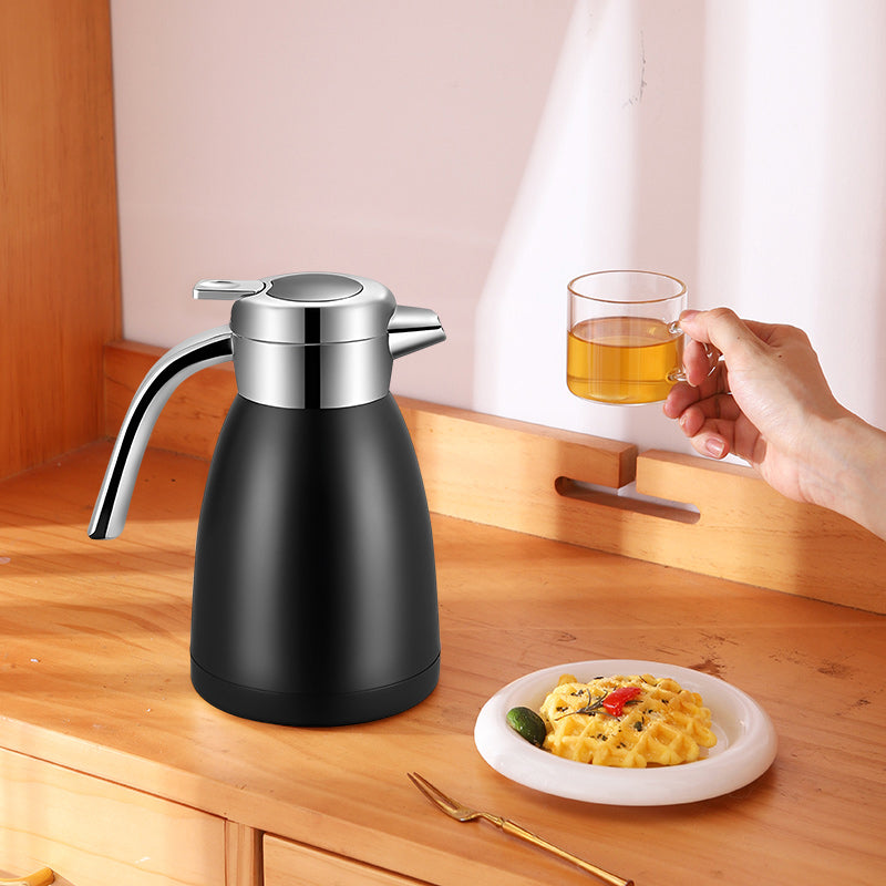 SOGA 1.2L Stainless Steel Kettle Insulated Vacuum Flask Water Coffee Jug Thermal Black - Cafe Supply