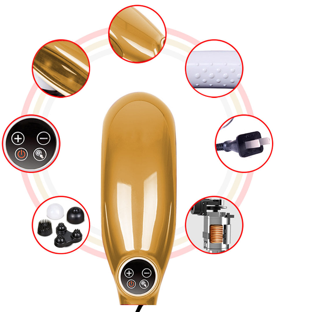 SOGA 2X 6 Heads Portable Handheld Massager Soothing Stimulate Blood Flow Shoulder Yellow - Cafe Supply