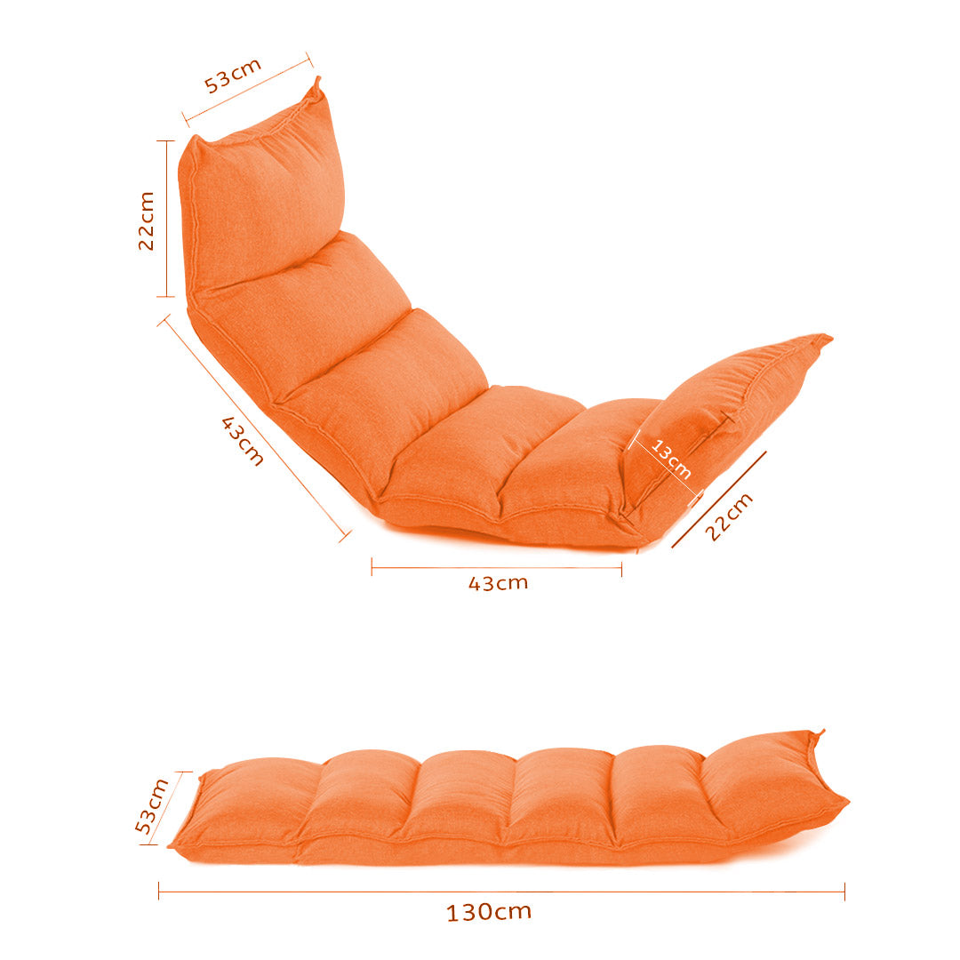SOGA 2X Foldable Tatami Floor Sofa Bed Meditation Lounge Chair Recliner Lazy Couch Orange - Cafe Supply