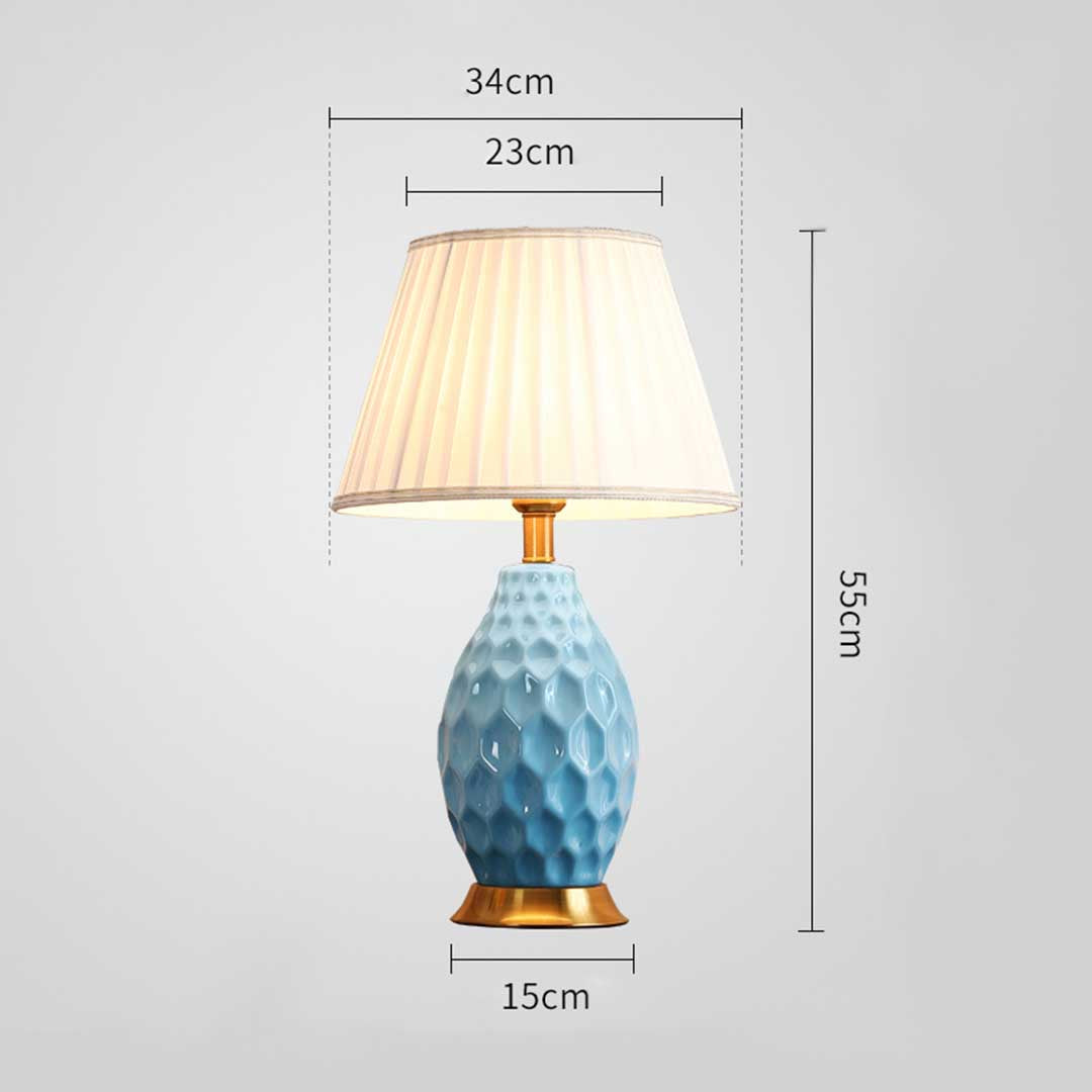 SOGA 4X Textured Ceramic Oval Table Lamp with Gold Metal Base Blue - Cafe Supply