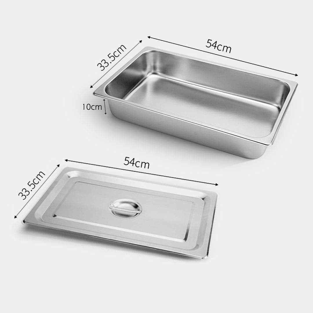 SOGA 4X Gastronorm GN Pan Full Size 1/1 GN Pan 10cm Deep Stainless Steel Tray With Lid - Cafe Supply