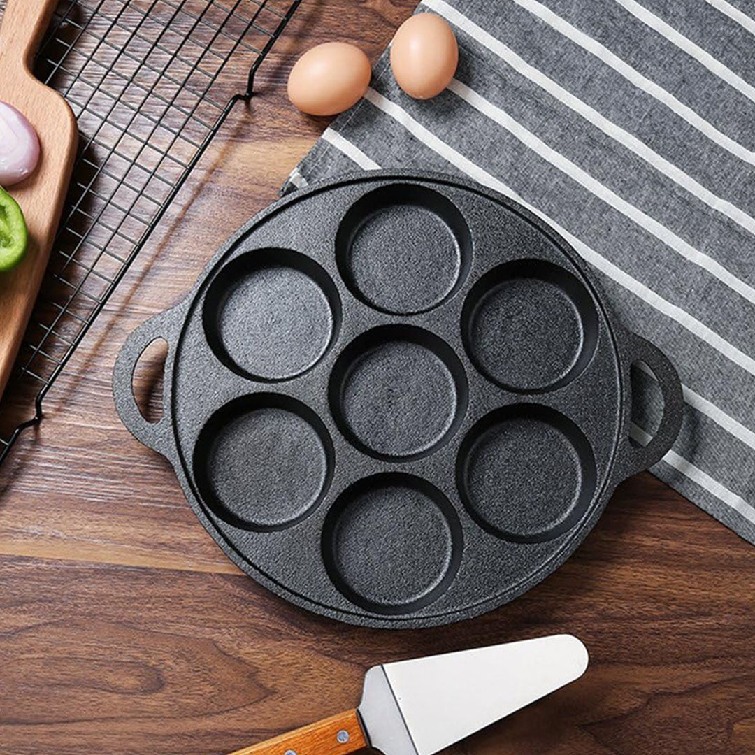 SOGA 31.5cm Cast Iron Takoyaki Fry Pan Octopus Balls Maker 7 Hole Cavities Grill Mold - Cafe Supply