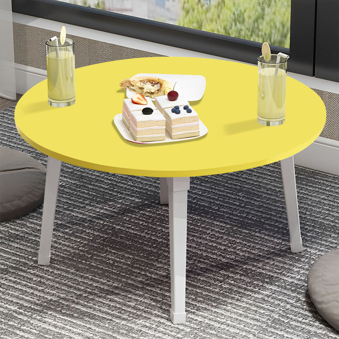 SOGA Yellow Portable Floor Table Small Round Space-Saving Mini Desk Home Decor - Cafe Supply