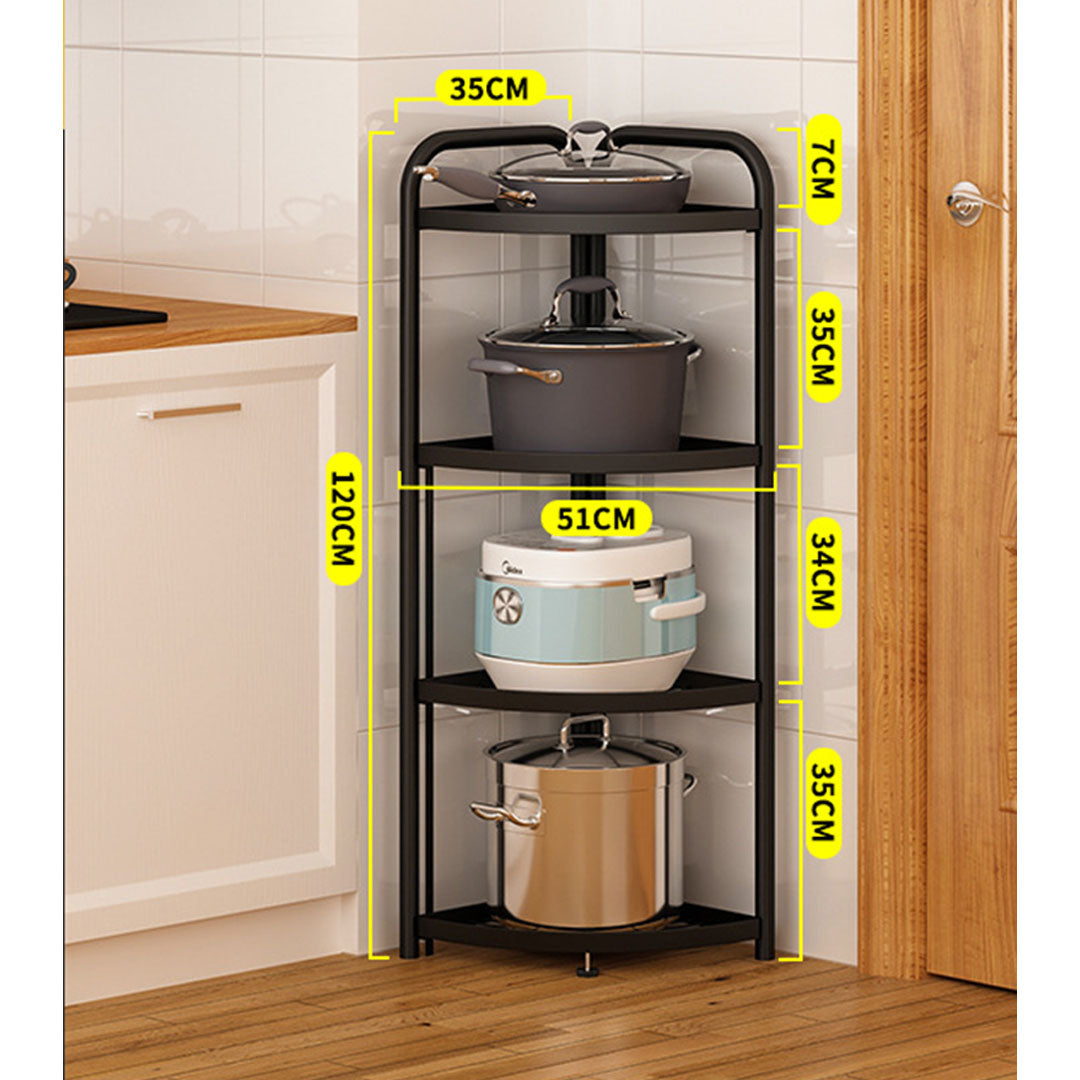 SOGA 4 Tier Steel Triangular Corner Stand Multi-Functional Shelves Portable Storage Organizer - Cafe Supply