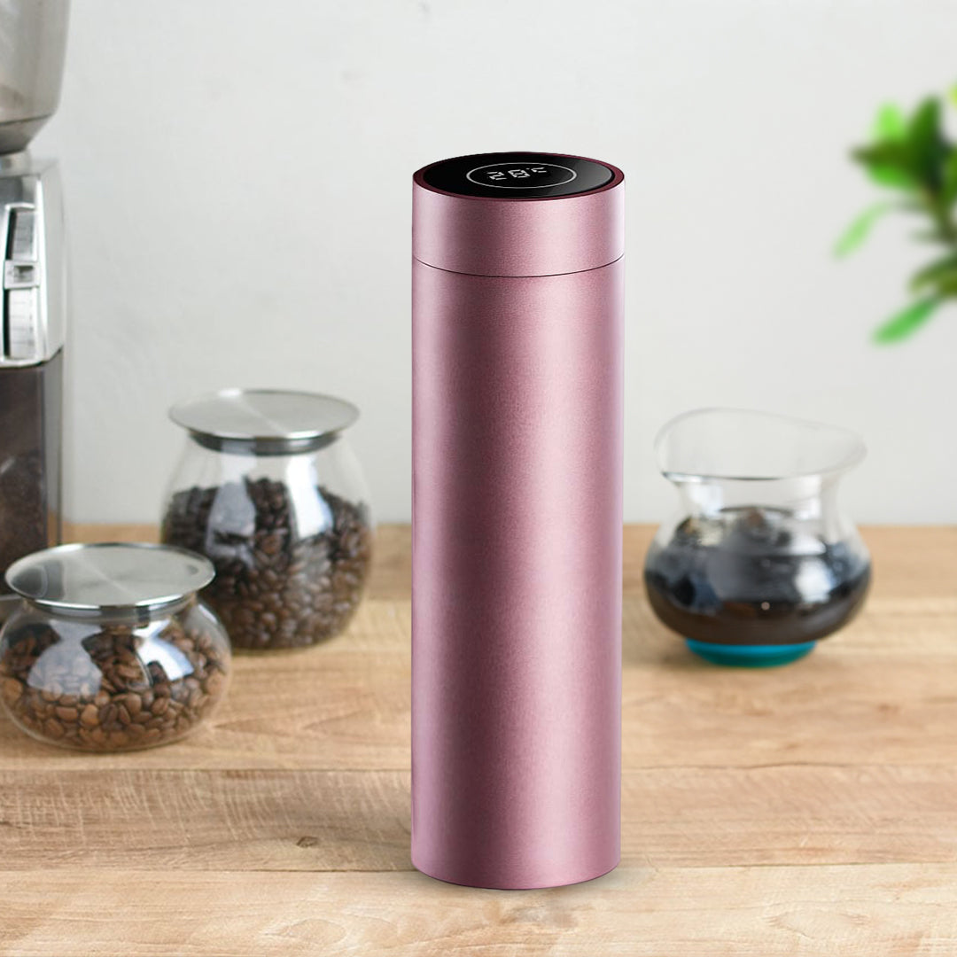 SOGA 500ML Stainless Steel Smart LCD Thermometer Display Bottle Vacuum Flask Thermos Rose Gold - Cafe Supply