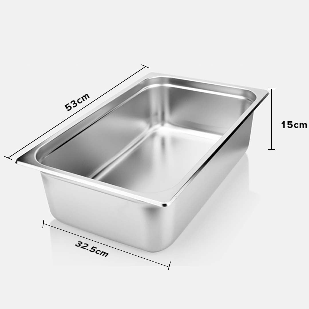 SOGA 6X Gastronorm GN Pan Full Size 1/1 GN Pan 15cm Deep Stainless Steel Tray With Lid - Cafe Supply