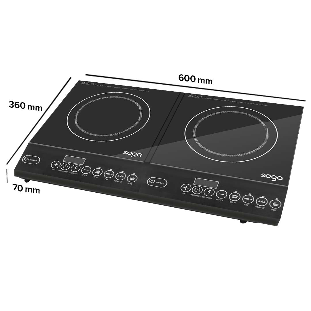 SOGA 2X Cooktop Portable Induction LED Electric Double Duo Hot Plate Burners Cooktop Stove - Cafe Supply