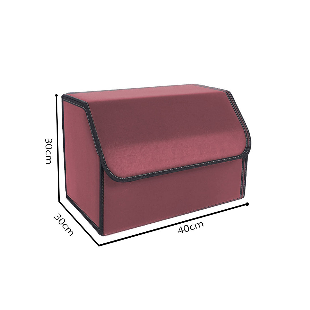 SOGA Leather Car Boot Collapsible Foldable Trunk Cargo Organizer Portable Storage Box Red Medium - Cafe Supply