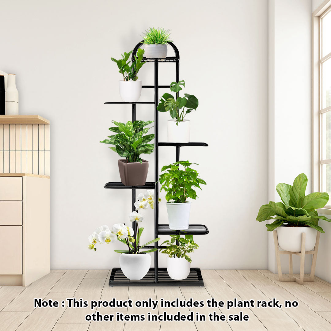 SOGA 6 Tier 7 Pots Black Metal Plant Stand Flowerpot Display Shelf Rack Indoor Home Office Decor - Cafe Supply