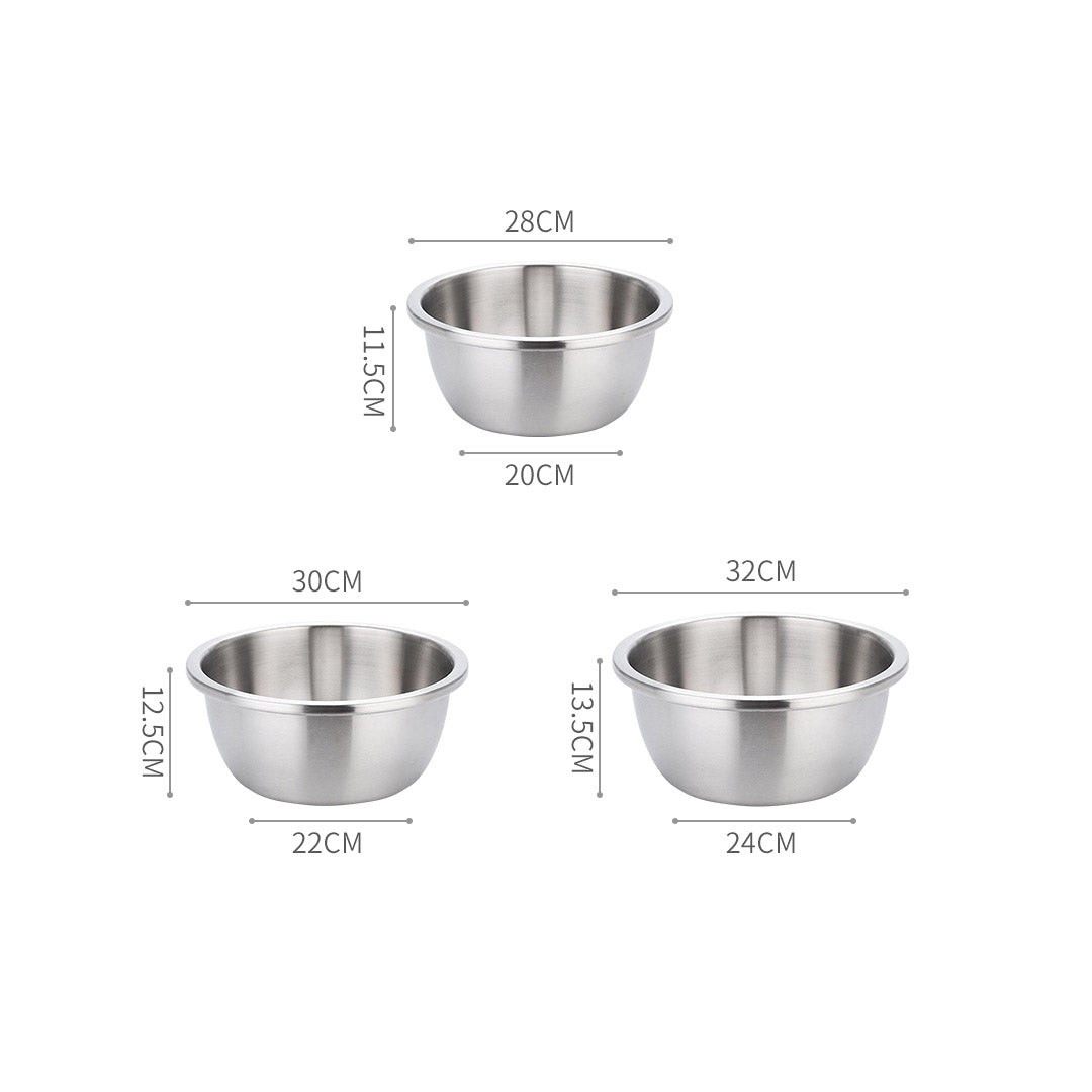 SOGA 3Pcs Deepen Matte Stainless Steel Stackable Baking Washing Mixing Bowls Set Food Storage Basin - Cafe Supply