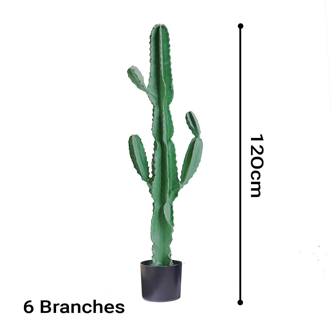 SOGA 120cm Green Artificial Indoor Cactus Tree Fake Plant Simulation Decorative 6 Heads - Cafe Supply