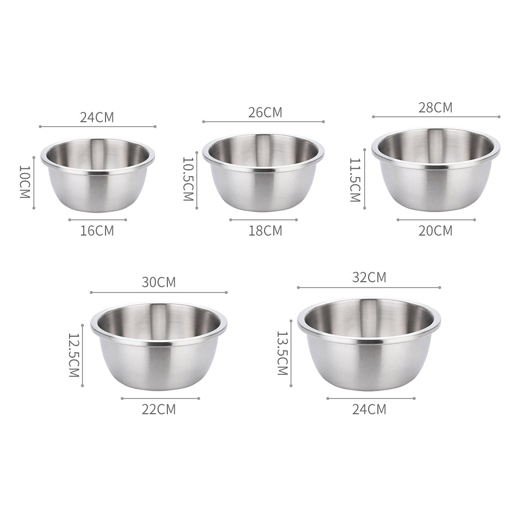 SOGA 2X 5Pcs Deepen Matte Stainless Steel Stackable Baking Washing Mixing Bowls Set Food Storage Basin - Cafe Supply