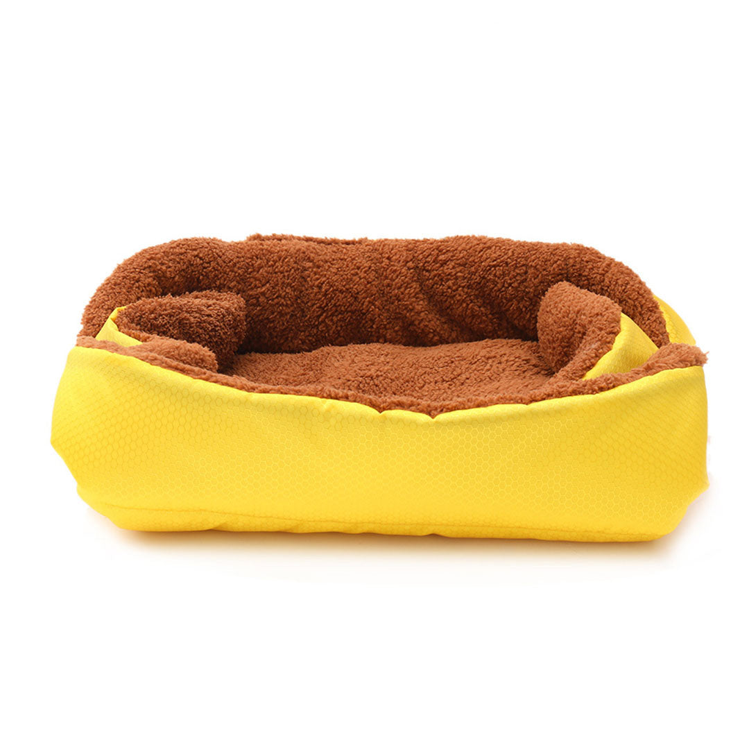 SOGA Yellow Dual-purpose Cushion Nest Cat Dog Bed Warm Plush Kennel Mat Pet Home Travel Essentials - Cafe Supply