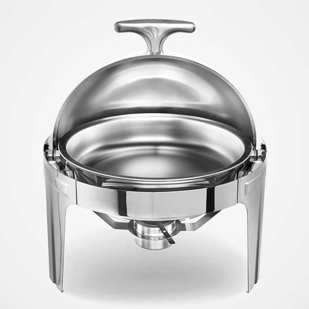 SOGA 6L Stainless Steel Chafing Food Warmer Catering Dish Round Roll Top - Cafe Supply