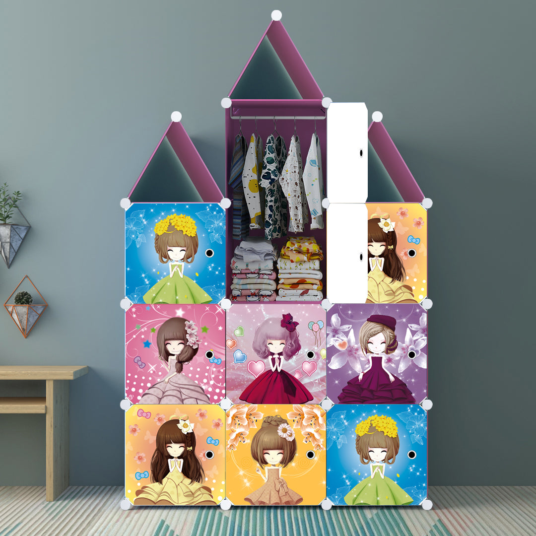 SOGA 10 Cubes DIY Princess Design Portable Wardrobe Divide-Grid Modular Storage Organiser Foldable Closet - Cafe Supply
