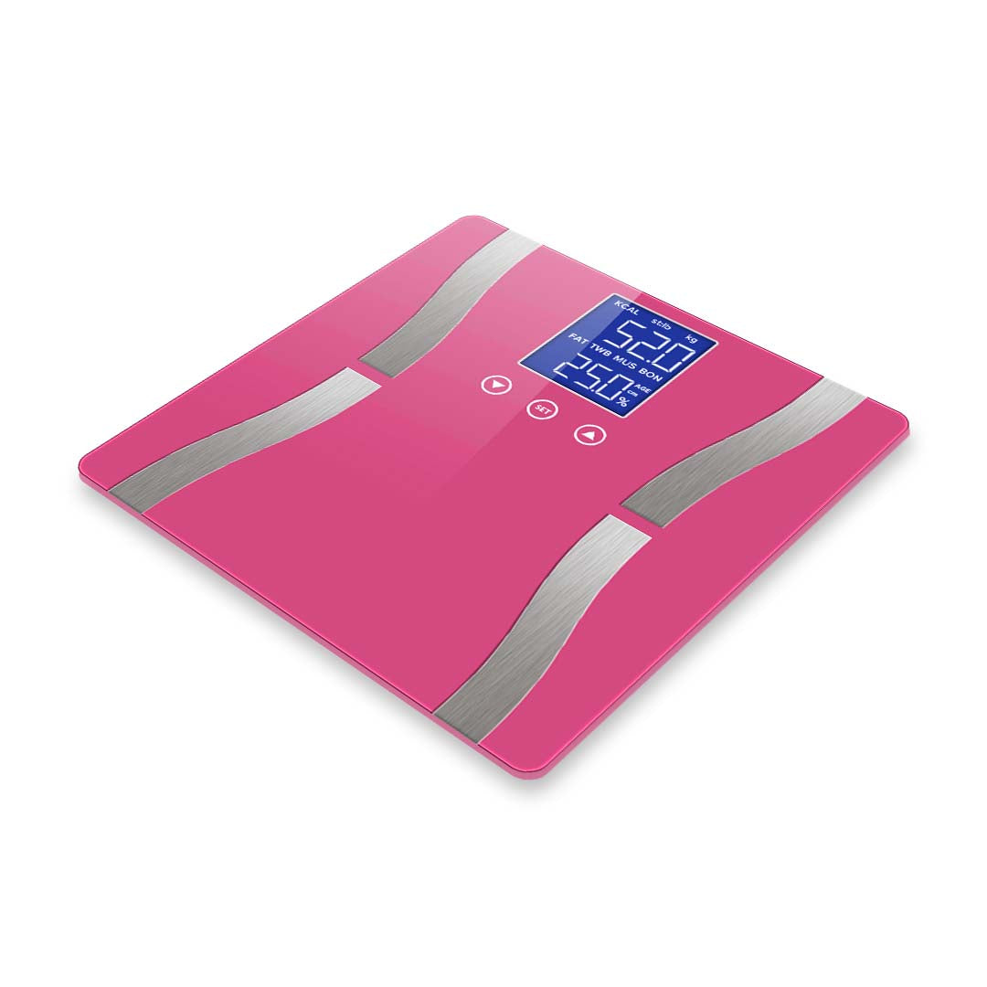 SOGA Glass LCD Digital Body Fat Scale Bathroom Electronic Gym Water Weighing Scales Pink - Cafe Supply