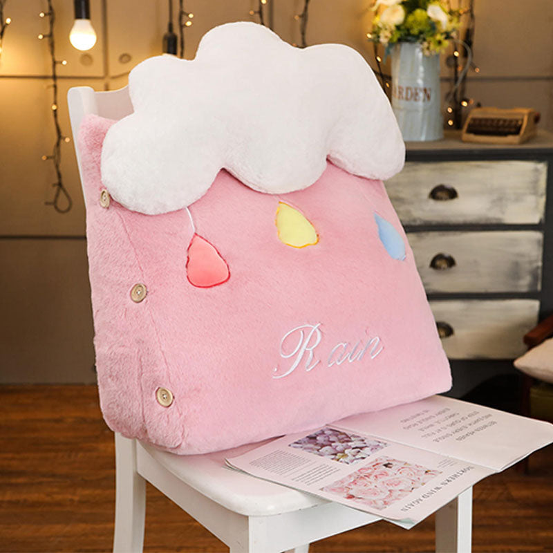 SOGA Pink Cute Rain Cloud Cushion Soft Leaning Lumbar Wedge Pillow Bedside Plush Home Decor - Cafe Supply