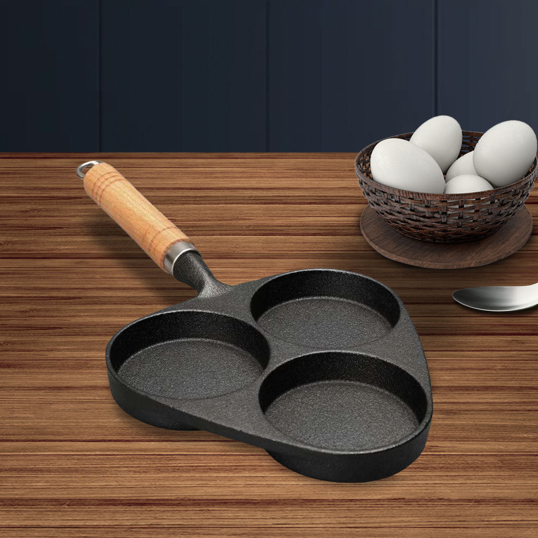 SOGA 3 Mold Cast Iron Breakfast Fried Egg Pancake Omelette Fry Pan - Cafe Supply