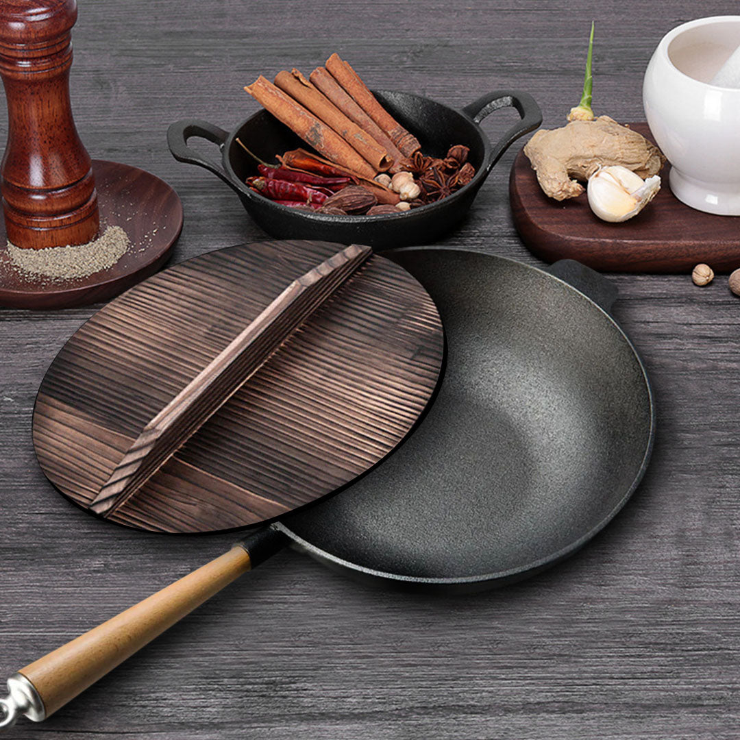 SOGA 2X 31cm Commercial Cast Iron Wok FryPan Fry Pan - Cafe Supply