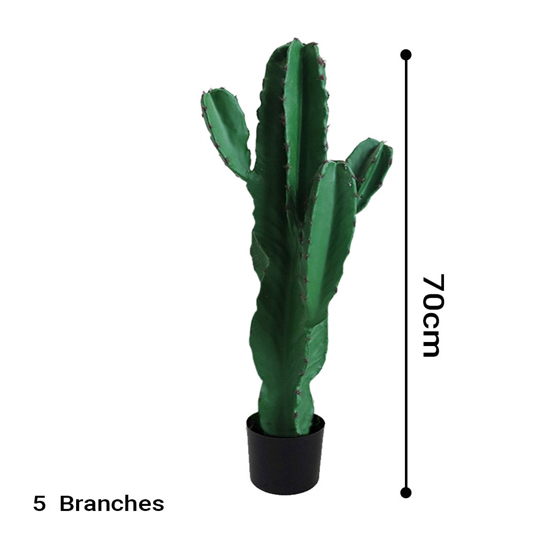 SOGA 70cm Green Artificial Indoor Cactus Tree Fake Plant Simulation Decorative 5 Heads - Cafe Supply
