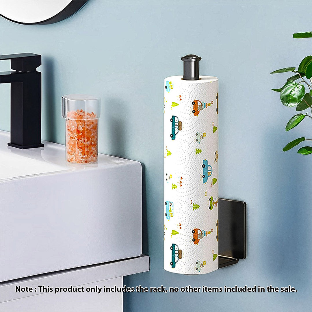 SOGA 2X Black Wall-Mounted Kitchen Roll Holder Organiser Space Saving Rack - Cafe Supply