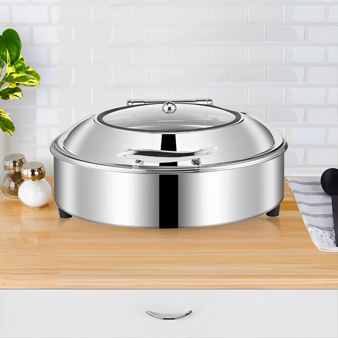 SOGA Stainless Steel Round Chafing Dish Tray Buffet Cater Food Warmer Chafer with Top Lid - Cafe Supply