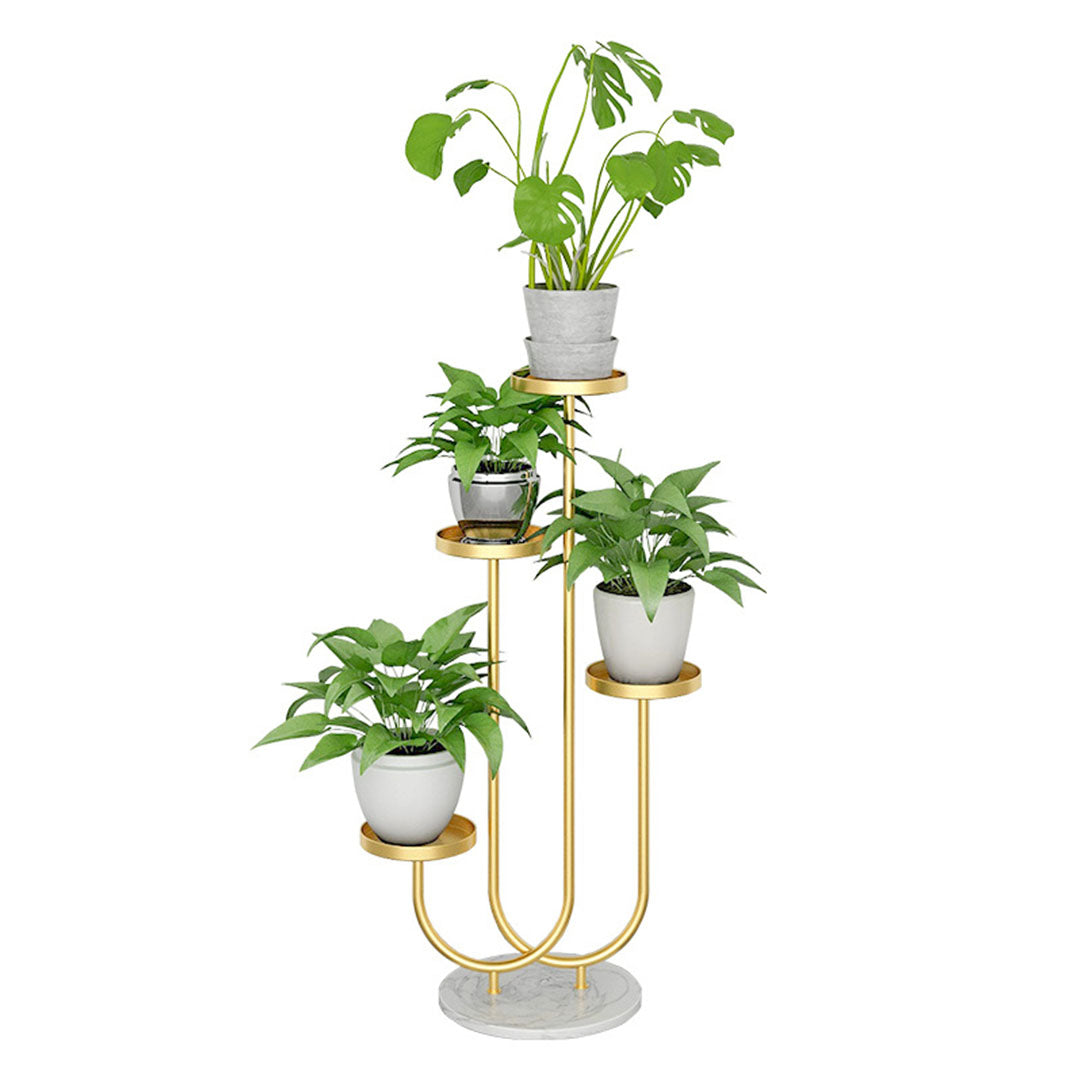 SOGA 2X U Shaped Plant Stand Round Flower Pot Tray Living Room Balcony Display Gold Metal Decorative Shelf - Cafe Supply