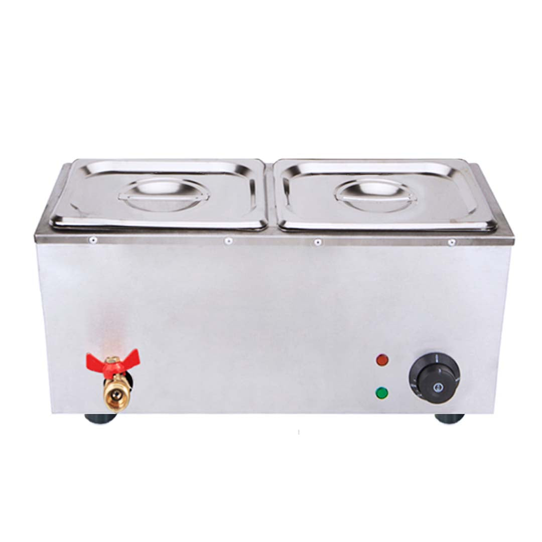 SOGA 2X Stainless Steel 2 X 1/2 GN Pan Electric Bain-Marie Food Warmer with Lid - Cafe Supply