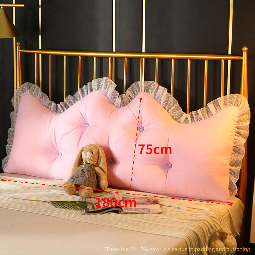 SOGA 2X 180cm Pink Princess Bed Pillow Headboard Backrest Bedside Tatami Sofa Cushion with Ruffle Lace Home Decor - Cafe Supply
