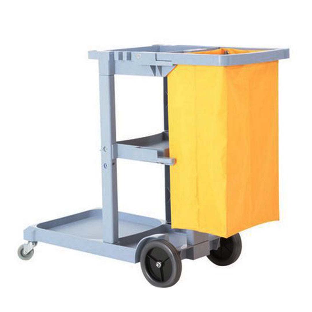 SOGA 2X 3 Tier Multifunction Janitor Cleaning Waste Cart Trolley and Waterproof Bag - Cafe Supply