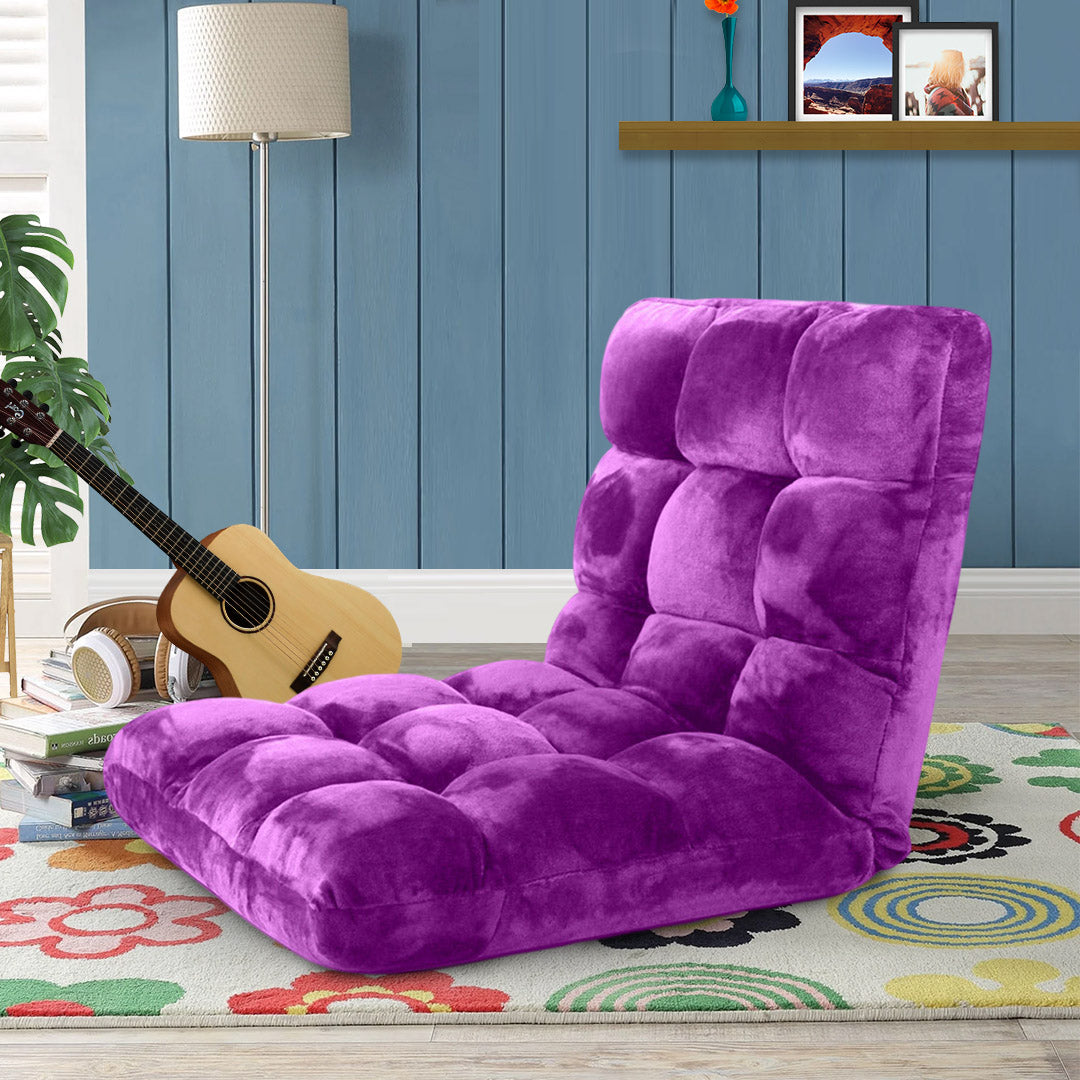 SOGA 4X Floor Recliner Folding Lounge Sofa Futon Couch Folding Chair Cushion Purple - Cafe Supply
