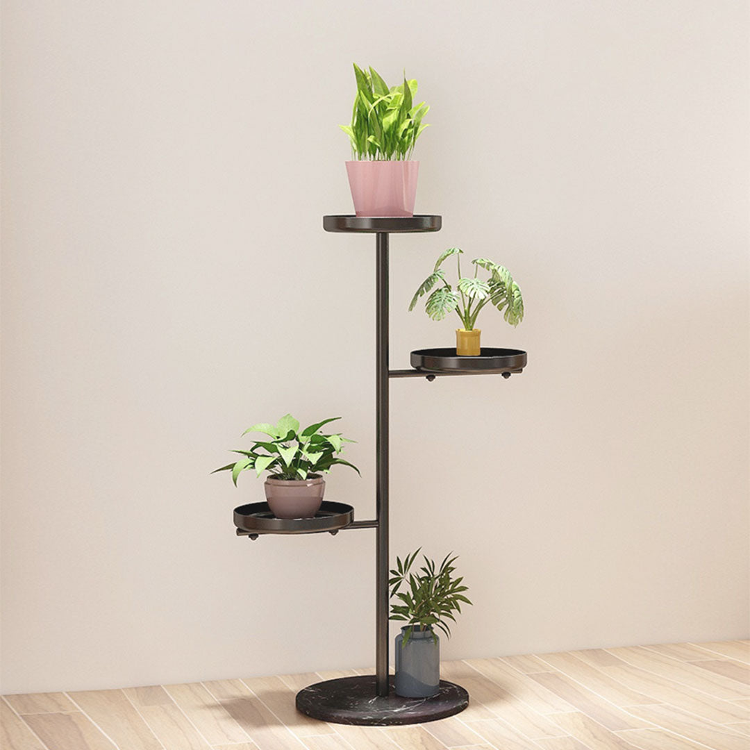 SOGA 3 Tier Black Round Plant Stand Flowerpot Tray Display Living Room Balcony Metal Decorative Shelf - Cafe Supply