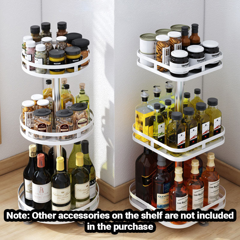 SOGA 2X 3 Tier Steel White Square Rotating Multi-Function Kitchen Portable Storage Spice Seasoning Kitchen Countertop Organiser Shelf - Cafe Supply