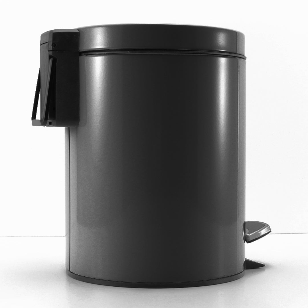 SOGA 2X Foot Pedal Stainless Steel Rubbish Recycling Garbage Waste Trash Bin Round 12L Black - Cafe Supply
